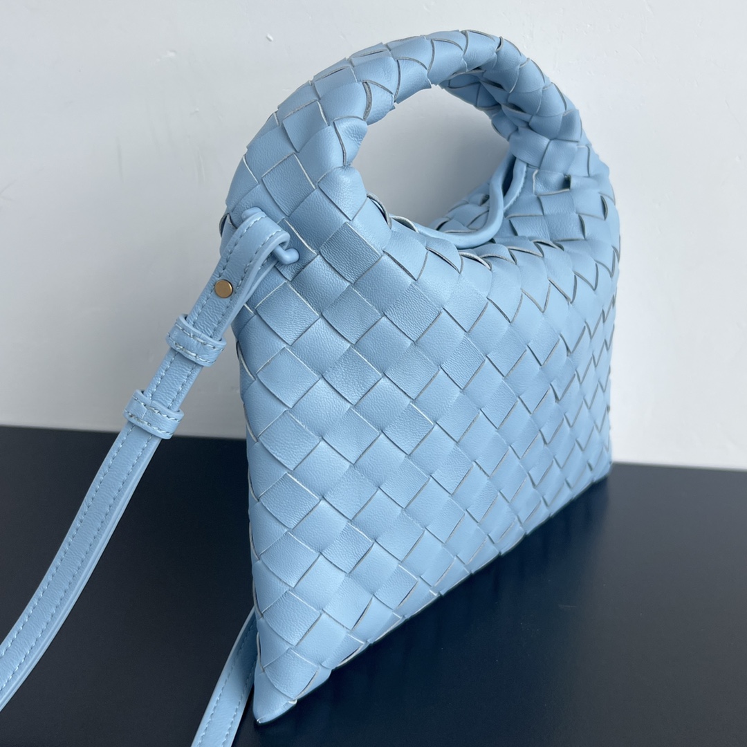 Mini Hop Intrecciato Leather Shoulder Bag Light Blue